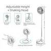 Diagrams and text illustrating the features and dimensions of a portable fan. Podgląd zdjęcia produktu