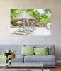 Wallario Poster - Weißer Sandstrand mit Liegen, Kunstdruck Produktbild-Vorschau 2