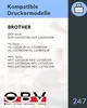 A marketing image listing compatible printer models for a Brother printer. Produktbild-Vorschau