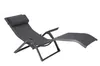A dark gray lounge chair with a headrest and extended leg rest is shown against a white background. Produktbild-Vorschau