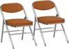 Two orange upholstered folding chairs on a white background. Produktbild-Vorschau