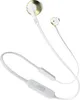 A pair of white and gold JBL wireless earbuds with a control unit. Produktbild-Vorschau