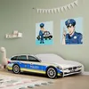 A child's bedroom with a car-shaped bed and police-themed decorations. Náhled obrázku produktu