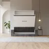 Schrankbett M1 140x200 Weiss  mit Sofa Anthrazit   mit Produktbild-Vorschau 5