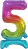 Palloncino in foil numero 5 arcobaleno colorato in piedi Anteprima dell’immagine prodotto 1
