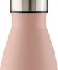 A close-up shot of the top part of a pink water bottle with a silver lid. Produktbild-Vorschau
