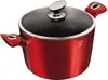 A red pot with a black speckled lid and silver accents, shown against a white background. Voir les images du produit