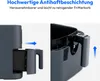 Close-up views of an air fryer basket being removed and inserted. Produktbild-Vorschau