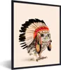MuchoWow® Gerahmtes Poster Eule - Indianer - Federn - Tiere Produktbild-Vorschau 1