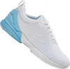 A single white and light blue athletic shoe is shown against a white background. Produktbild-Vorschau