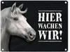 Metallschild mit Pferd Motiv und Spruch: Hier wachen wir! Produktbild-Vorschau 1