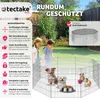 Two children are looking into a pet enclosure in a garden setting. Produktbild-Vorschau