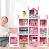 LED-beleuchtetes Puppenhaus mit 11 Zimmern, 4 Puppen, Möbel Produktbild-Vorschau 3