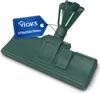 A green vacuum cleaner nozzle is shown against a white background, with a blue tag attached. Produktbild-Vorschau