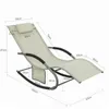 A diagram of a beige rocking lounge chair with dimensions indicated by measurement lines and text. Náhľad obrázku produktu