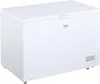 A white Beko chest freezer is shown from a three-quarter front angle against a white background. Produktbild-Vorschau