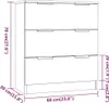 A line drawing diagram of a black sideboard with dimensions indicated by text and lines. Voir les images du produit