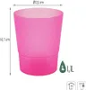 A pink orchid pot with dimensions and volume indicated. Produktbild-Vorschau