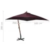 The Living Store Ampelschirm mit Mast Bordeauxrot 3x3 m Produktbild-Vorschau 8
