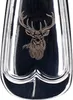 A close-up of a metal utensil with an engraved deer head. Podgląd zdjęcia produktu