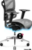A gray and black ergonomic office chair is shown on a white background, with blue wavy lines indicating movement. Anteprima dell’immagine prodotto