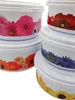 A set of five food storage containers with floral designs, stacked on a white background. Produktbild-Vorschau
