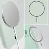 A collage of images showing a silicone phone case with a magnetic ring and a charging cable. Produktbild-Vorschau