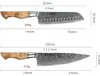 Noże HEZHEN 5 sztuk Santoku Damascus ze stali 67-warstwowej Podgląd zdjęcia produktu 3