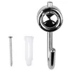 A hook, screw, and wall plug are displayed against a white background. Produktbild-Vorschau
