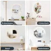 A collage of four images showing a round LED mirror in different room settings: living room, dressing table, hotel room, and bathroom. Anteprima dell’immagine prodotto