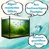 An aquarium with fish and plants, with text bubbles highlighting product features. Produktbild-Vorschau
