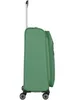 A side view of a green rolling suitcase with its handle extended. Produktbild-Vorschau
