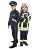 Two children dressed in police and firefighter costumes. Produktbild-Vorschau