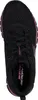 A top-down view of a black Skechers women's athletic shoe with pink accents. Voir les images du produit