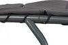A close-up view of a gray garden lounger cushion attached to a gray metal frame with black elastic bands. Produktbild-Vorschau