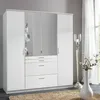 Aachen Drehtürenschrank mit Spiegel 4-türig 135 cm Weiß Produktbild-Vorschau 9