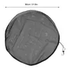 A round, black mesh cover with a drawstring closure, likely for a rain barrel or similar container. Produktbild-Vorschau