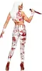 Blutige Leggings für Damen Halloween-Accessoire weiss-rot - Produktbild-Vorschau 4