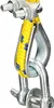 Close-up of a metal shackle and a yellow rope with blue threads. Produktbild-Vorschau