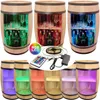Barový pult z dřevěného sudu s policí a RGB LED osvětlením Náhled obrázku produktu 4
