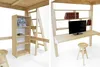 Hochbett in holz 140x200 Alpage mit treppenregal - Roh Produktbild-Vorschau 6