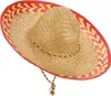 Mexikanischer Stroh-Hut Sombrero beige-rot - Einheitsgröße Produktbild-Vorschau 3