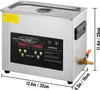 A silver digital ultrasonic cleaner with a black control panel and an orange handle on the drain valve, shown with dimensions indicated. Náhľad obrázku produktu