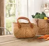 große Tasche aus Wasserhyazinthe mit Ledergriffen, Shopper Produktbild-Vorschau 1