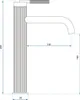 Technical drawing of a faucet with dimensions. Náhľad obrázku produktu
