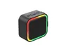 A black portable speaker with colorful LED lights. Produktbild-Vorschau
