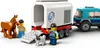 A LEGO City SUV towing a horse trailer with a horse, two minifigures, and a dog. Náhled obrázku produktu