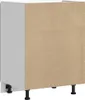 The back and side of a white kitchen cabinet with black legs. Produktbild-Vorschau