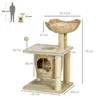 A diagram showing the dimensions of a cat tree, with a silhouette of a person for scale. Anteprima dell’immagine prodotto