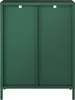 The back view of a green sideboard with two doors. Podgląd zdjęcia produktu